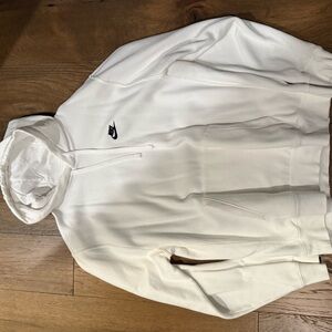 Nike White Hoodie with Black Swoosh Logo